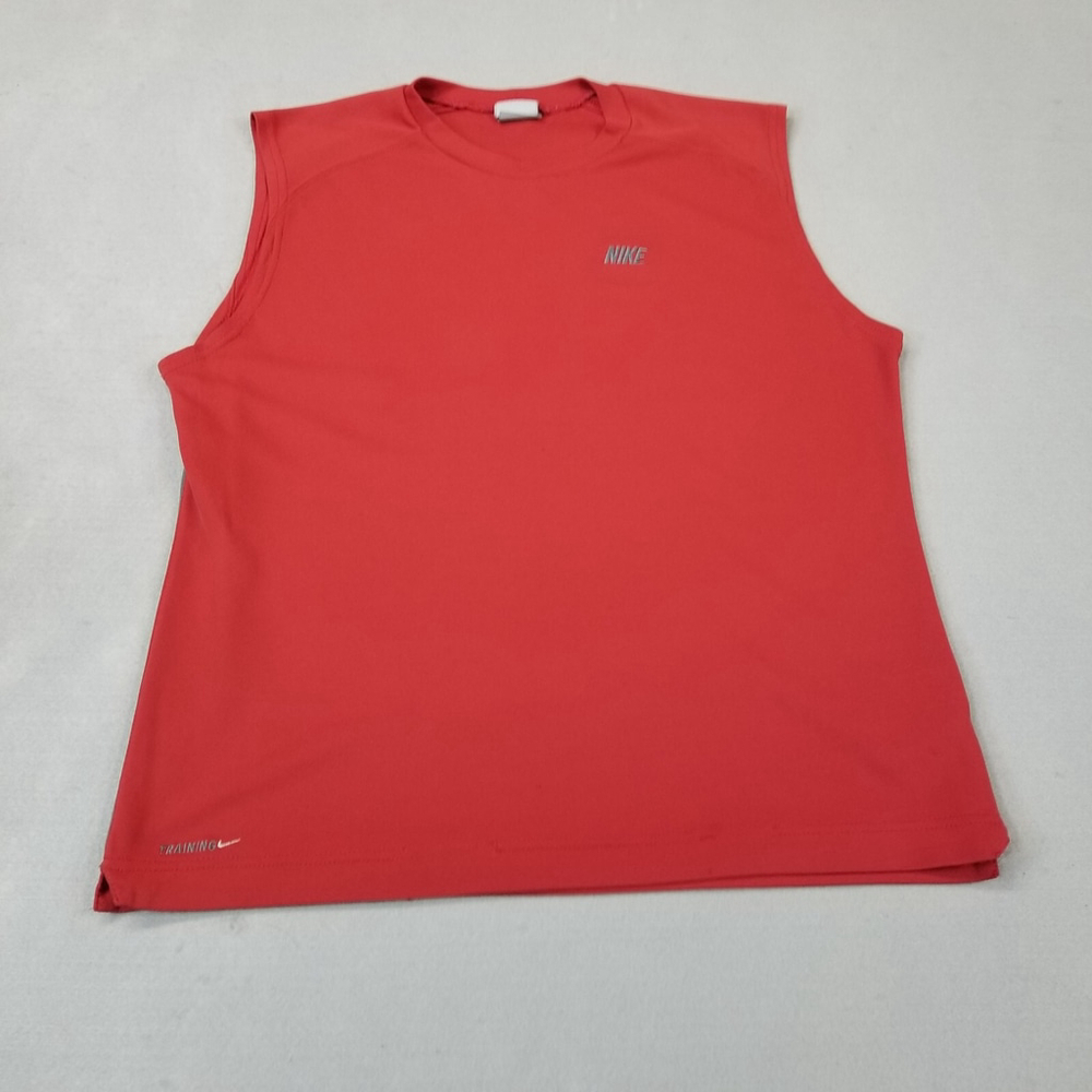 Nike Tank Top Mens Size M Red Sleeveless Shirt Gray Tag Y2K Training Workout